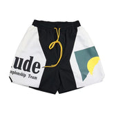 Sunset Print Stitching Contrast Color Casual Beach Shorts