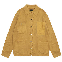 Limited edition buttons and multiple pockets Sweater coat