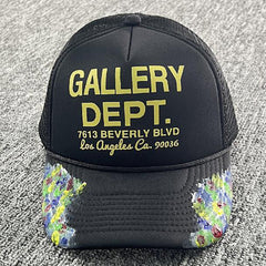 Workshop Paint-Splattered Logo-Print Canvas and Mesh Trucker Cap