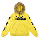 Fur Hooded Full Zip Hoodie Sweatshirt Yellow