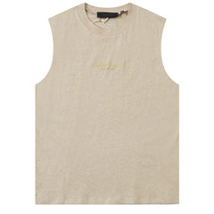 Flocking small letter print Sleeveless T-Shirts