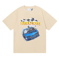 micro-logo letter racing print T-shirt