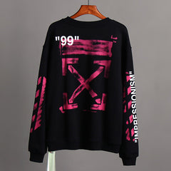 Classic 99 Pink Number Arrow Crew Neck Sweatshirts