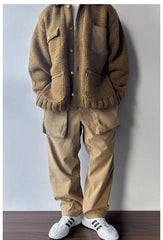 Limited edition buttons and multiple pockets Sweater coat