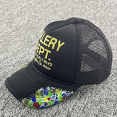 Workshop Paint-Splattered Logo-Print Canvas and Mesh Trucker Cap