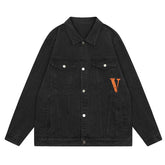 embroidered letter denim jacket