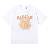 letter wheat ear fruit print T-shirts