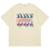 Oil Painting Clock Coconut Tree Print T-Shirts