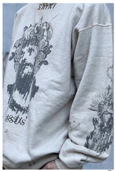 Graffiti print plus velvet Sweatshirts