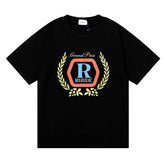 micro-label wheat ear letter printing t-shirt