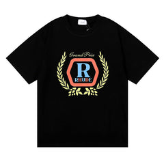 micro-label wheat ear letter printing t-shirt