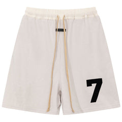 Multi-thread flocking letter 7 printing Shorts
