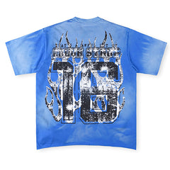 THAT'S A AWFUL LOT OF COUGH SYRUP Flame Print Street Style Washed Distressed Tee