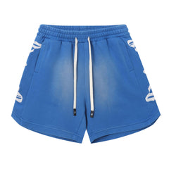 Embroidered Washed Distressed Short blue/Light Blue/Rainbow Blue