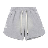 Embroidered Washed Distressed Short Grey/Charcoal Grey