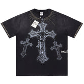 Letter Print Washed Distressed T-Shirt