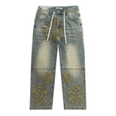 Embroidered Letter Jeans #8261