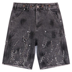 Diamond Embellished Denim Shorts