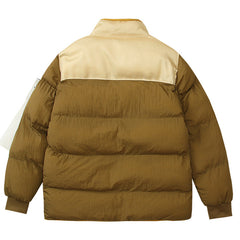 Multi-element patchwork down jacket
