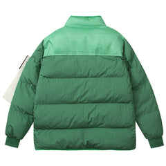 Multi-element patchwork down jacket