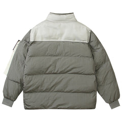 Multi-element patchwork down jacket