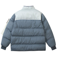 Multi-element patchwork down jacket