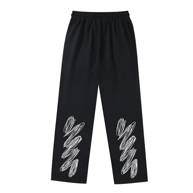 striped wave print Pants #1075