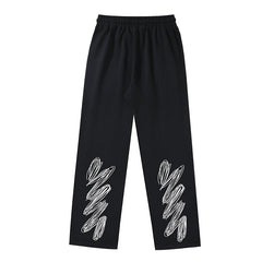 striped wave print Pants #1075