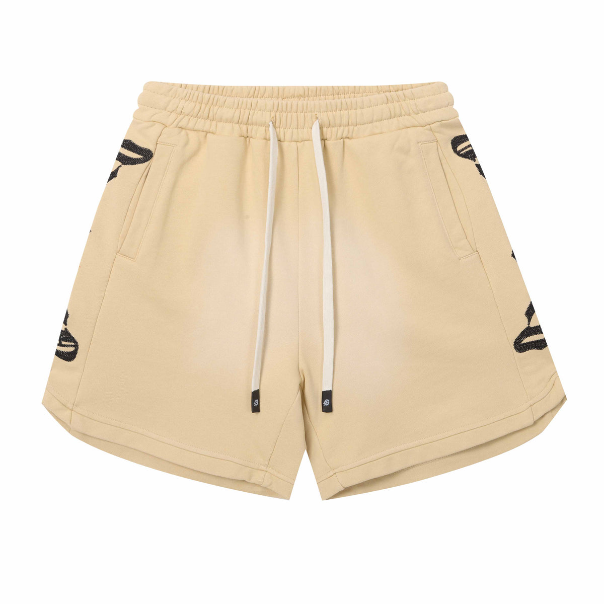 Embroidered Washed Distressed Short Orange/Apricot