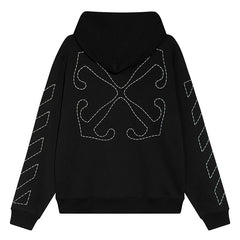 Sickle sketch technique embroidery arrow Hoodies
