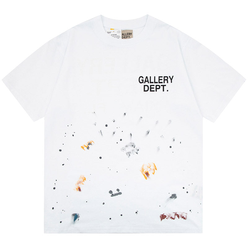 Paint-splattered Logo-print Cotton-jersey T-shirt
