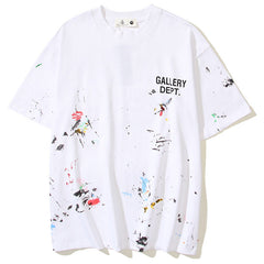 Paint-Splattered Logo-Print Cotton-Jersey T-Shirt