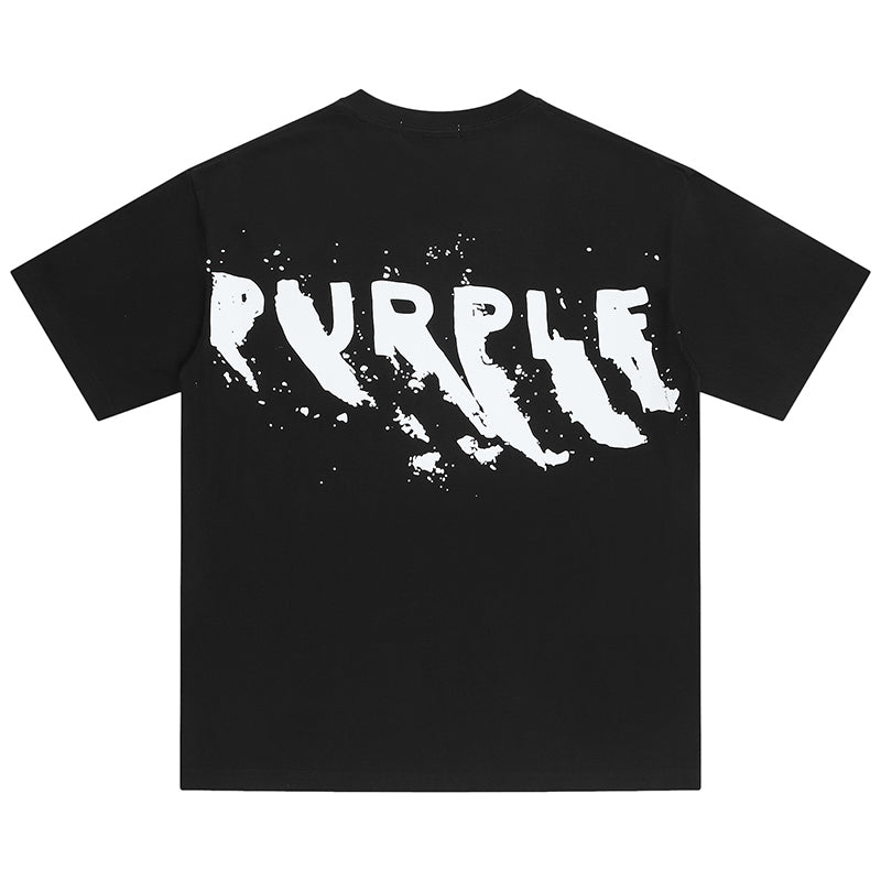 PURPLE Paint-streaked logo T-Shirt