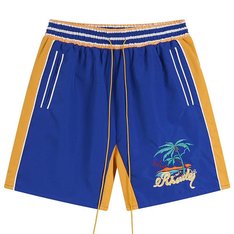Straight-Leg Panelled Logo-Embroidered Satin Drawstring Shorts