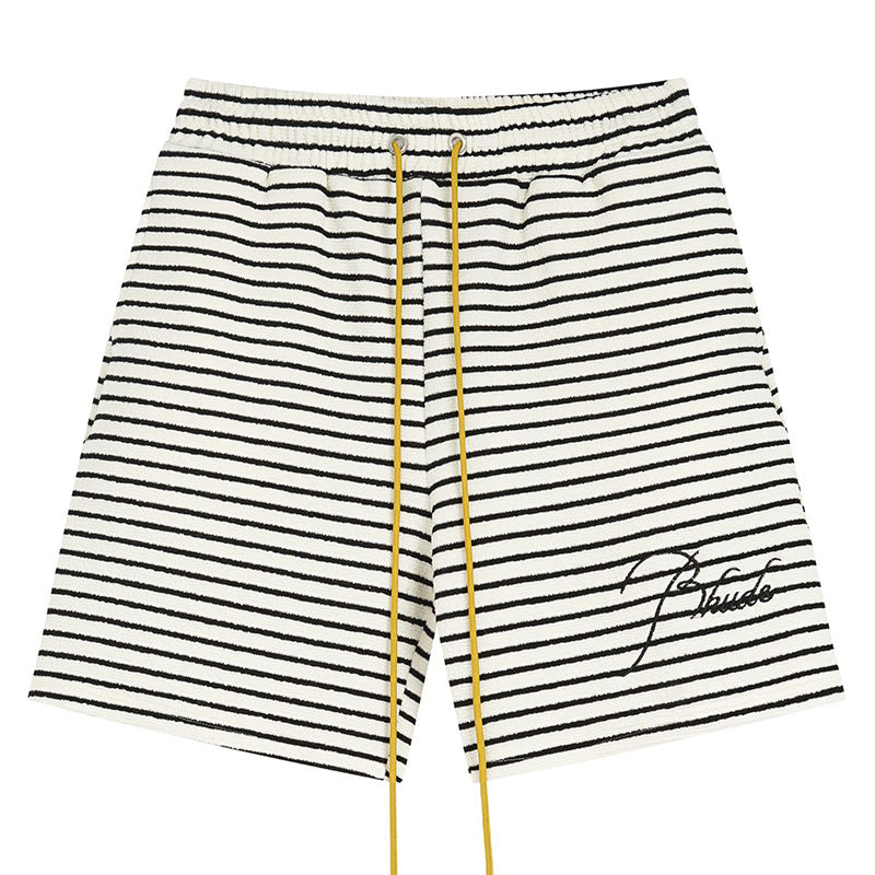 Striped Letter Embroidered Casual Shorts