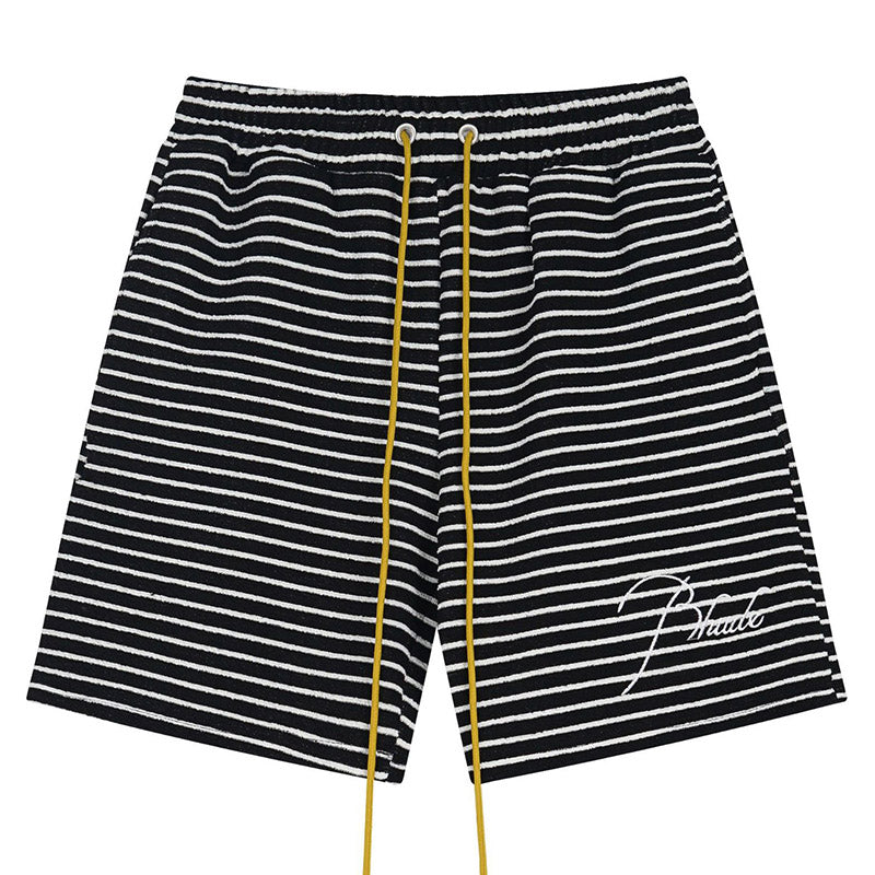Striped Letter Embroidered Casual Shorts