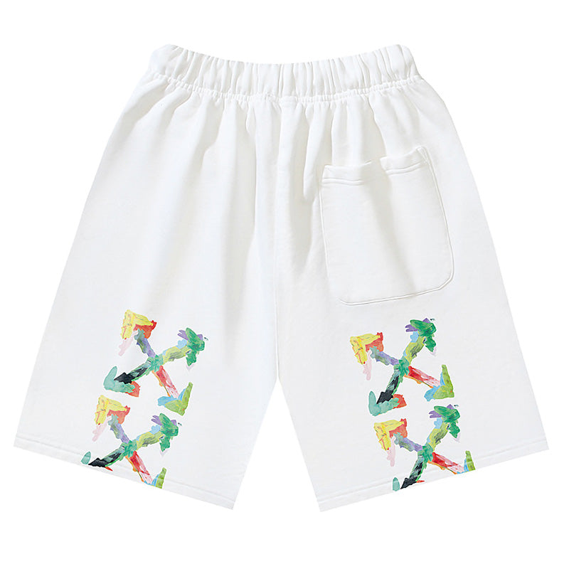 Brush Arrows Raw-Cut Shorts