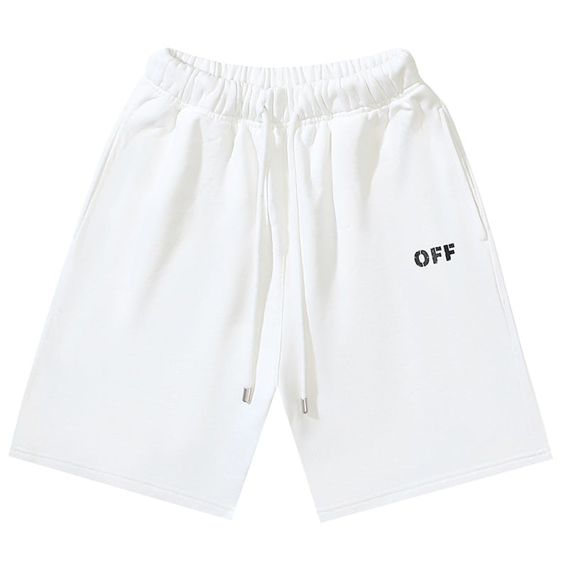 Off Logo Print Swim Shorts