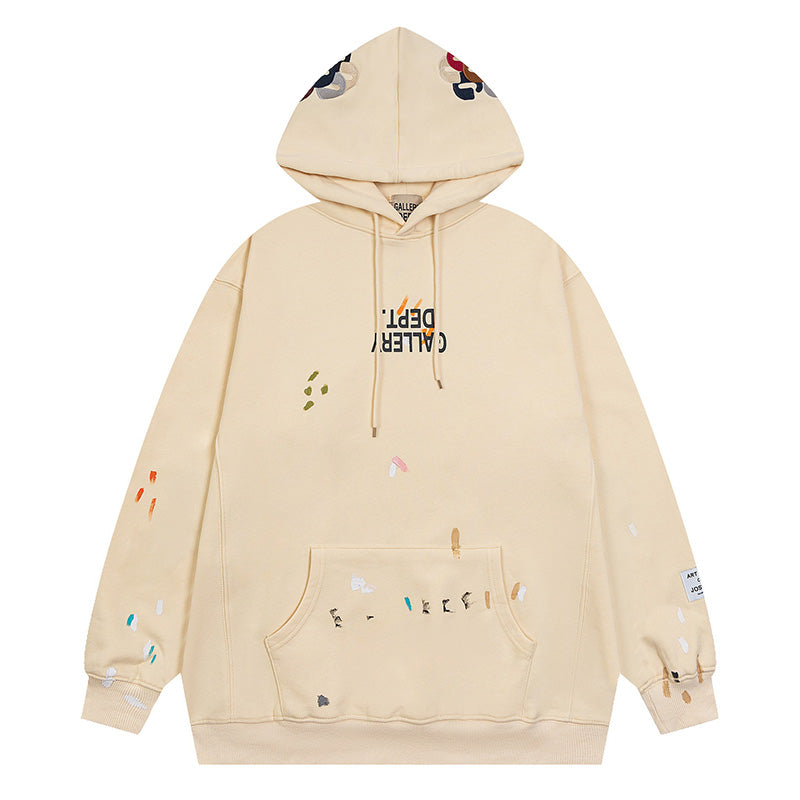 Embroidery letters logo splash ink printing Hoodies