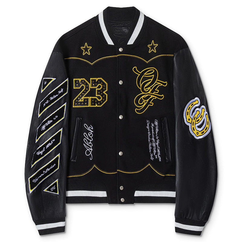 Contrast-Trim Leather Jacket