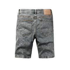 Crystal Diamond Denim Shorts #5093
