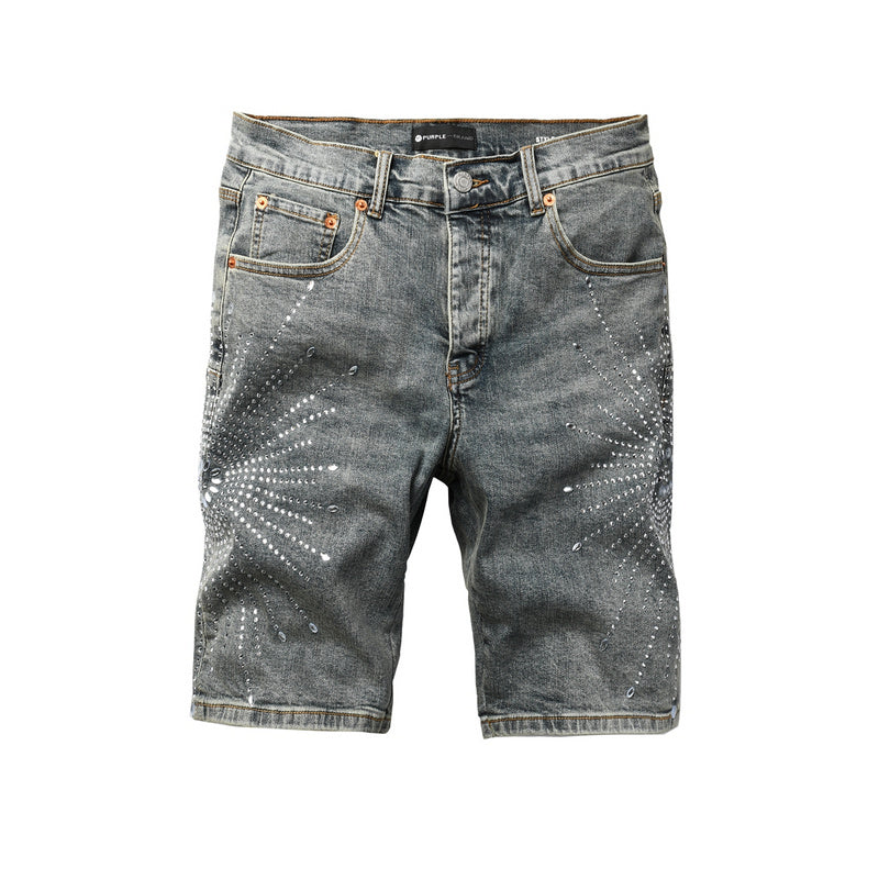 Crystal Diamond Denim Shorts #5093