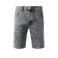 Crystal Diamond Denim Shorts #5093