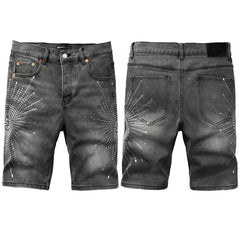 Crystal Diamond Denim Shorts #5094