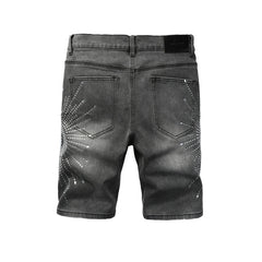 Crystal Diamond Denim Shorts #5094