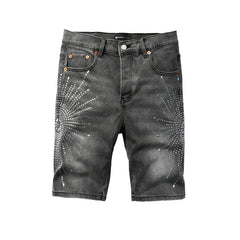 Crystal Diamond Denim Shorts #5094