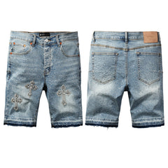 Crystal Diamond Denim Shorts #5098
