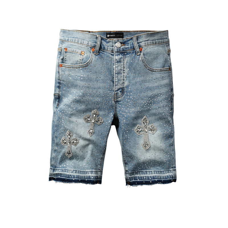 Crystal Diamond Denim Shorts #5098