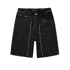 Crystal Diamond Denim Shorts #5095