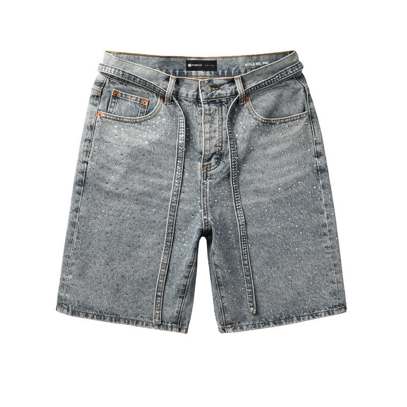 Crystal Diamond Denim Shorts #5096